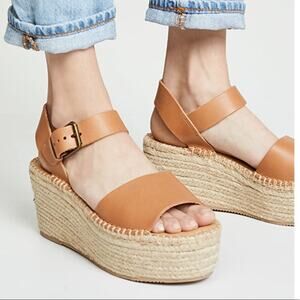 Soludos Sandals Minorca Platform Wedge in Tan Size 9.5